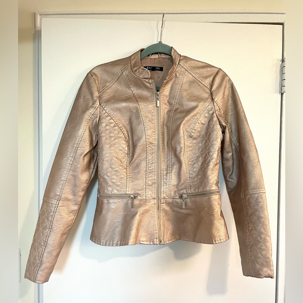 Baccini Faux Leather Metallic Jacket